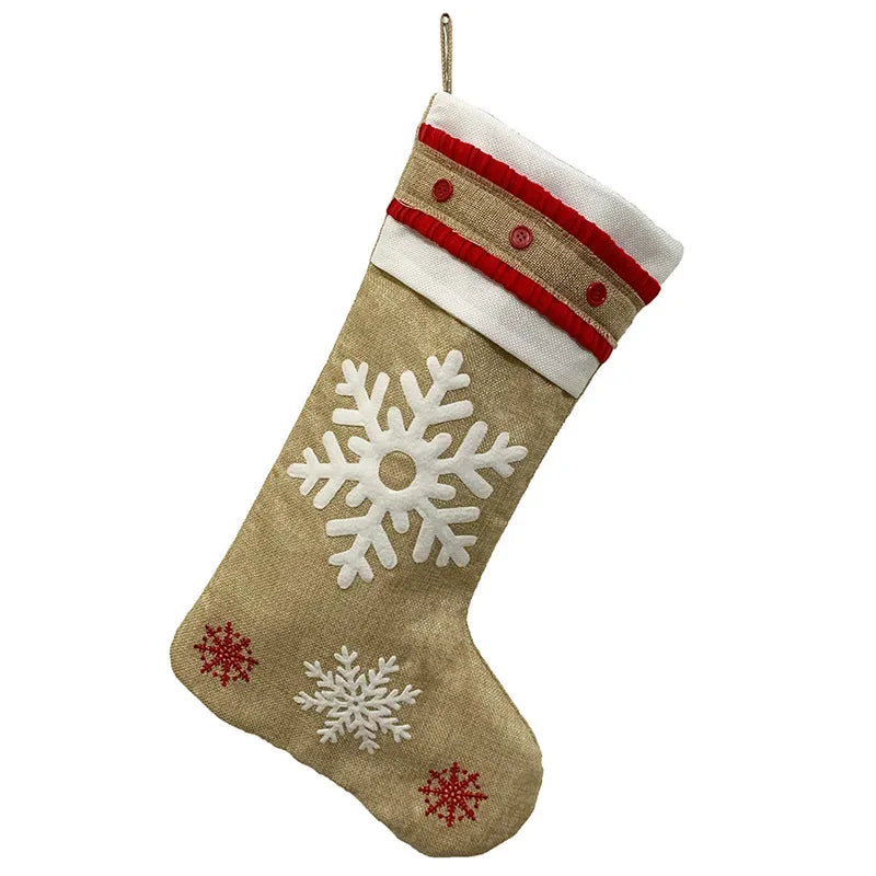 Christmas Stockings Xmas Flax Stocking ChristmaTree Hanging Wall Socks Gift Bag