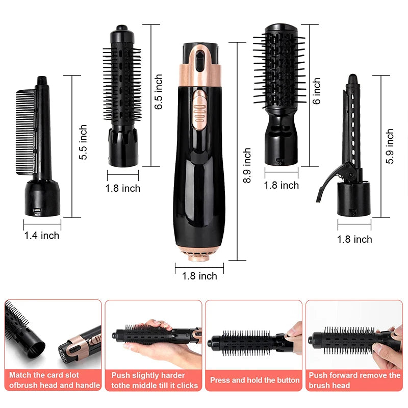 4 In1 Multi-Functional Hair Care Hot Air Comb Negative Ion Curling