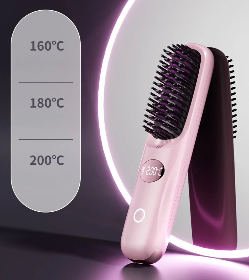 Wireless Hair Straightening Comb Portable Ionic Hair Protector for Home & Travel