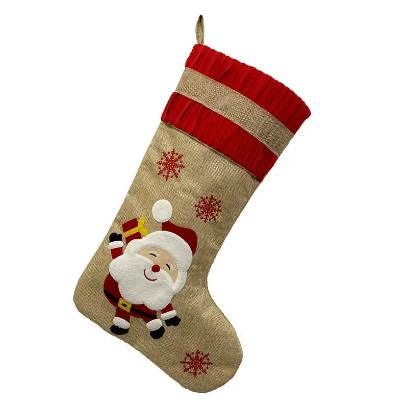Christmas Stockings Xmas Flax Stocking ChristmaTree Hanging Wall Socks Gift Bag