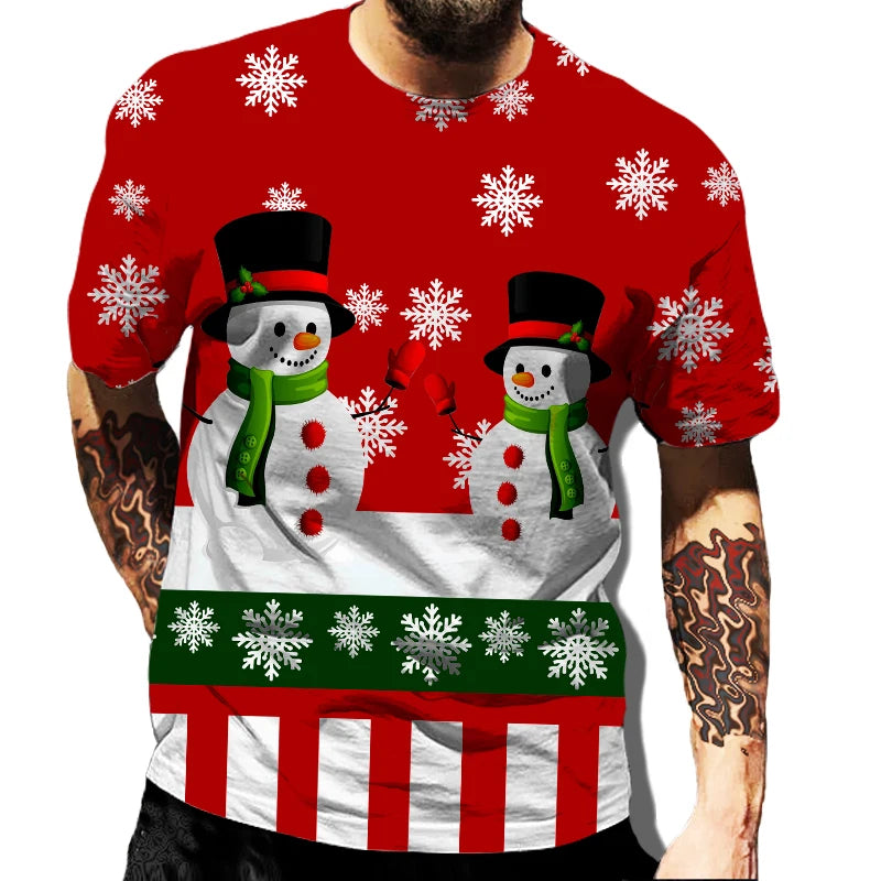 Men' Top Merry Christmas Graphic Man Santa Claus 3D Print Tshirt