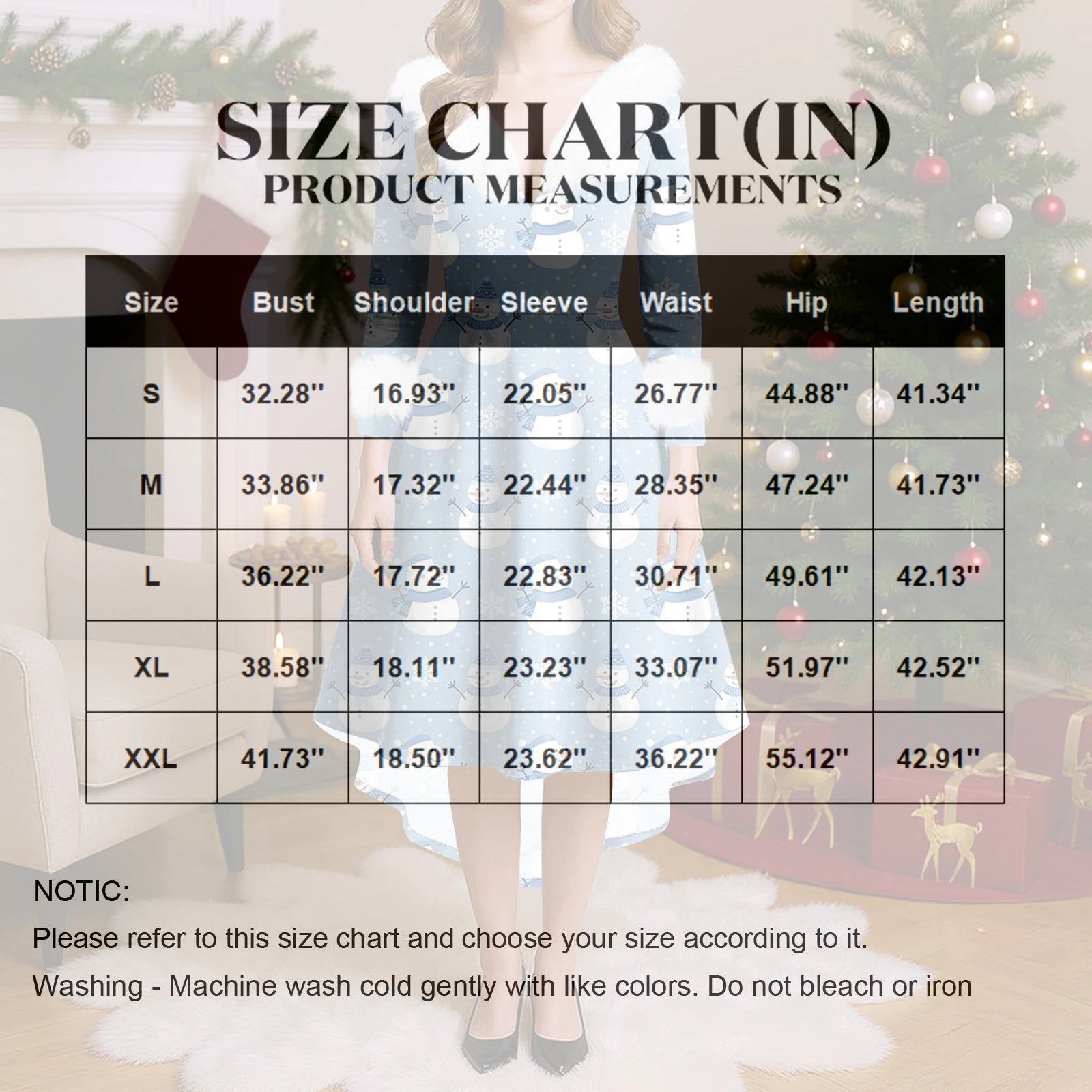 Winter Ladies' Christmas Printed Dress Party Dress Festive Vintage