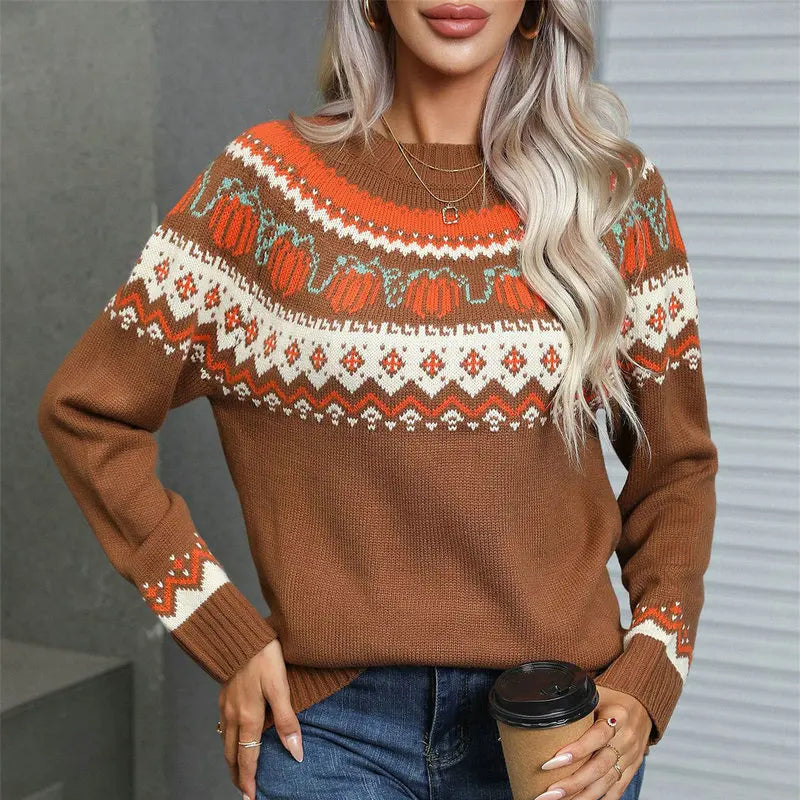 Women Casual Sweaters Christmas Knitwear Tops Female Long Sleeve