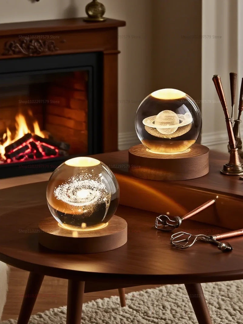 Creative Glowing Crystal Ball Desktop Ornament Starry Sky Light