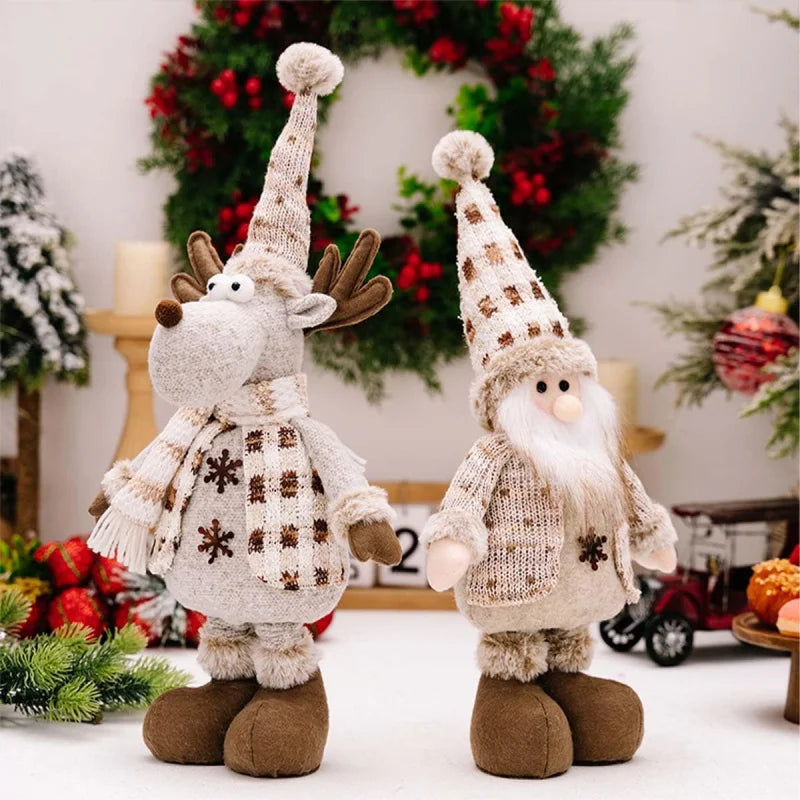 Christmas Decorations Adjustable Extendable Santa Snowman Reindeer Plush Dolls