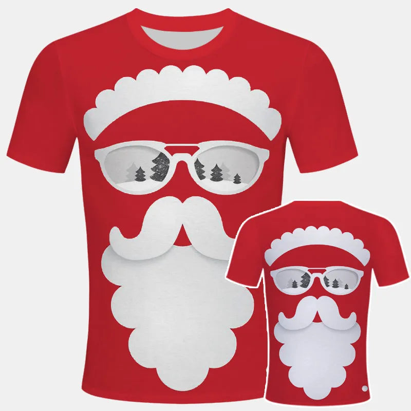 Men' Top Merry Christmas Graphic Man Santa Claus 3D Print Tshirt