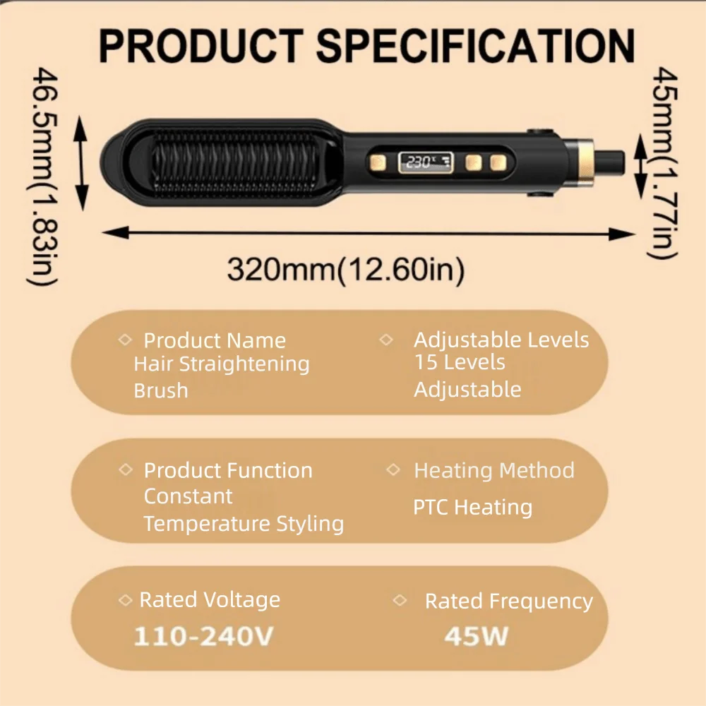 Anti Scald Electric Hair Straightening 2 in 1  Comb