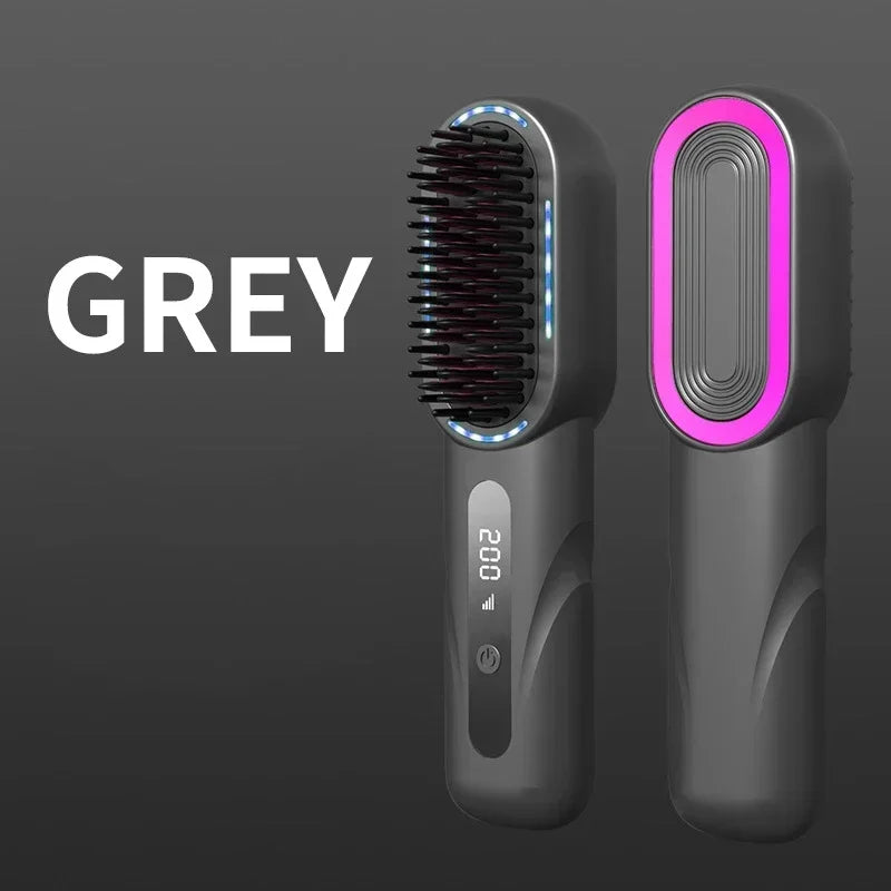 Wireless Straight Curling Hair Comb Heating