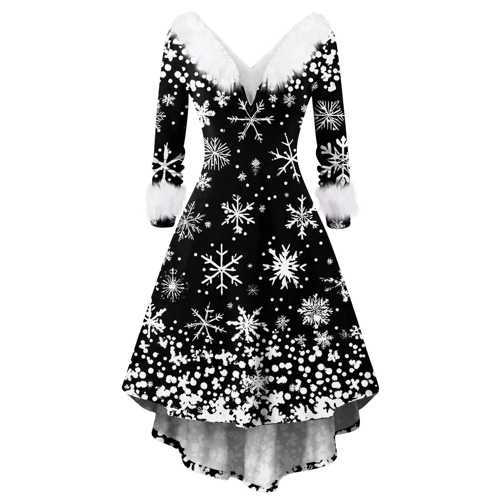 Winter Ladies' Christmas Printed Dress Party Dress Festive Vintage