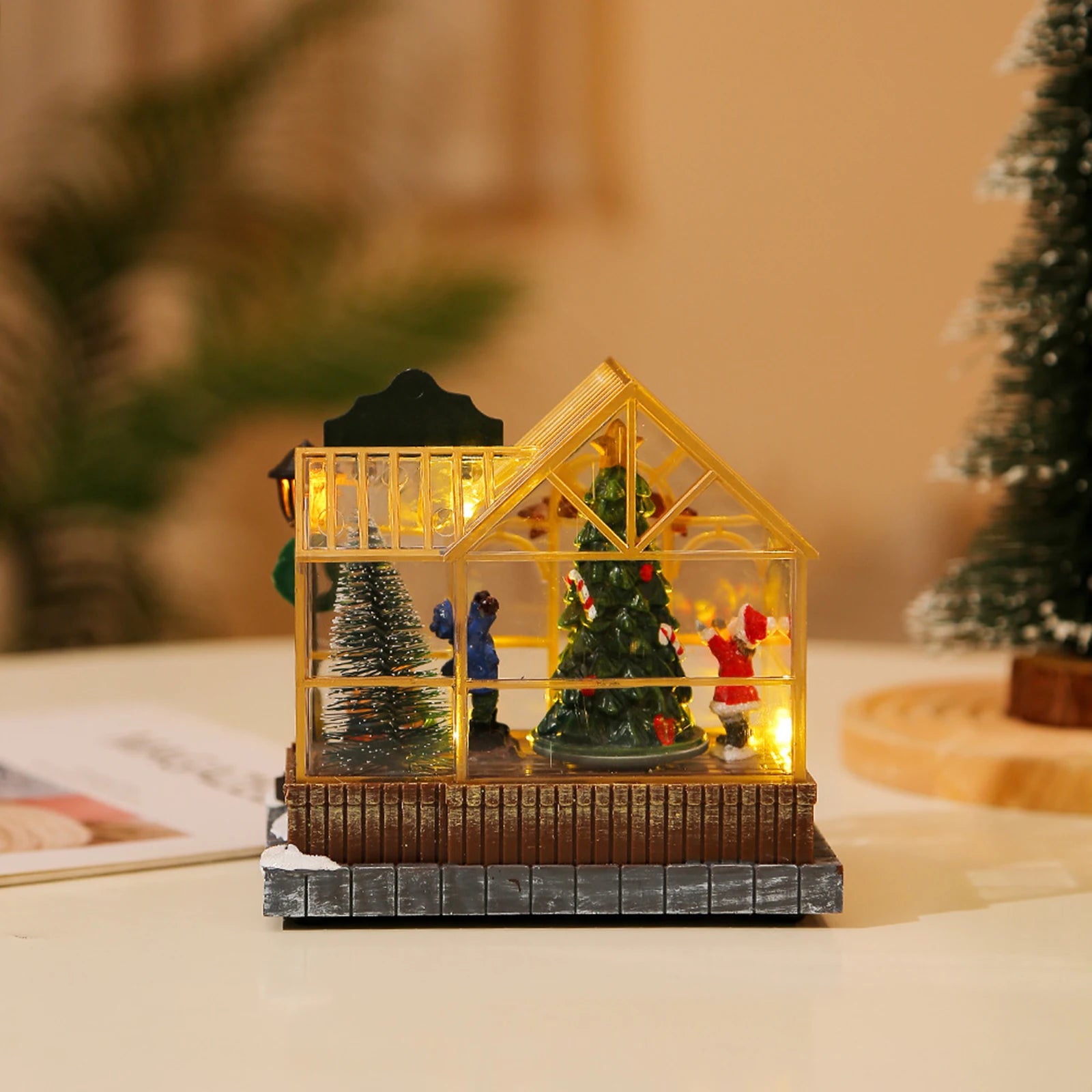 Christmas Village House Figurines Lighted Christmas Collectible Buildings Decoration