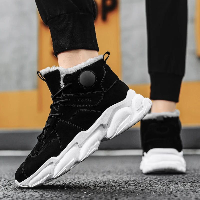 Men Boots Winter Shoes Mans Footwear Warm Fur Snow