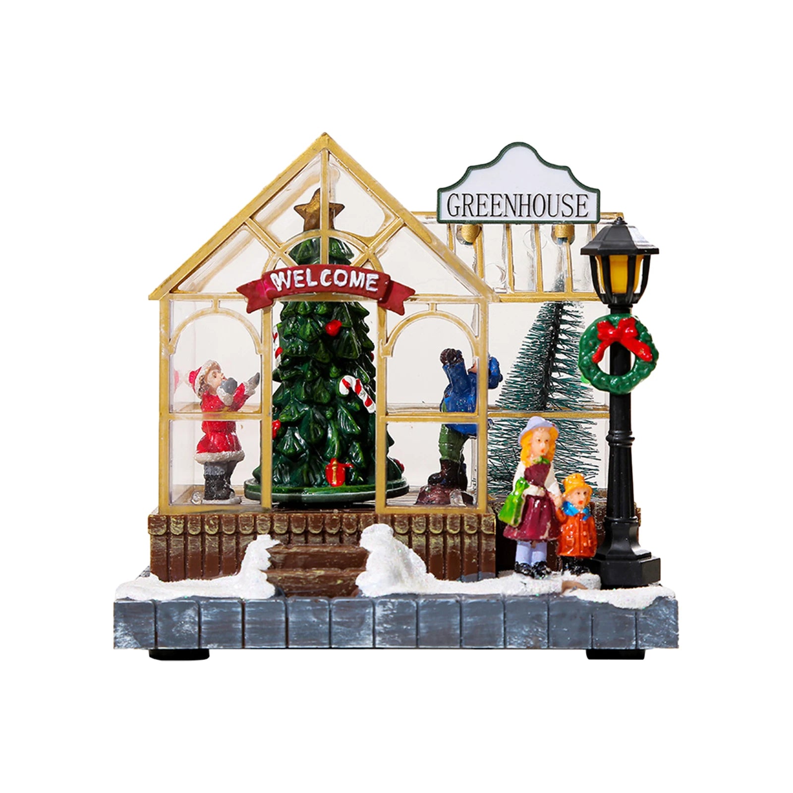 Christmas Village House Figurines Lighted Christmas Collectible Buildings Decoration