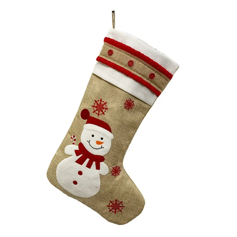 Christmas Stockings Xmas Flax Stocking ChristmaTree Hanging Wall Socks Gift Bag