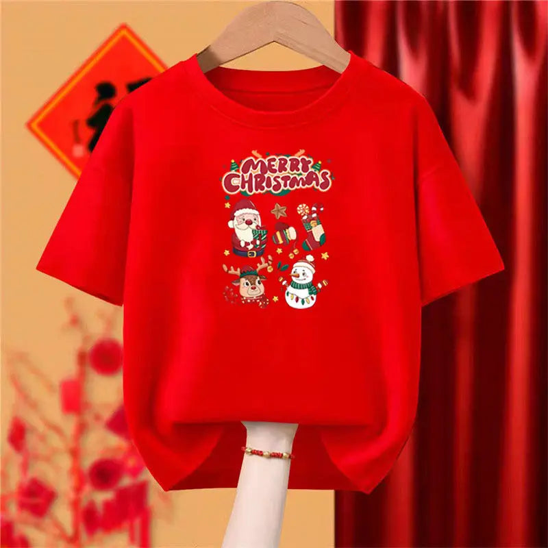 Women Clothing Fashion Christmas Elk Pure Cotton T-shirt Spring Summer Casual