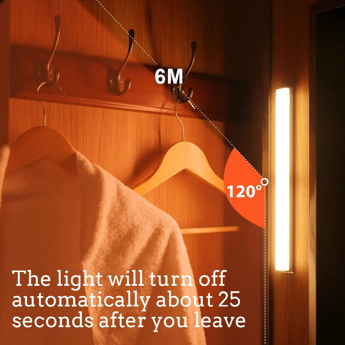 Wireless LED Cabinet Night Light Portable Detector Lamp for Wardrobe Hallway
