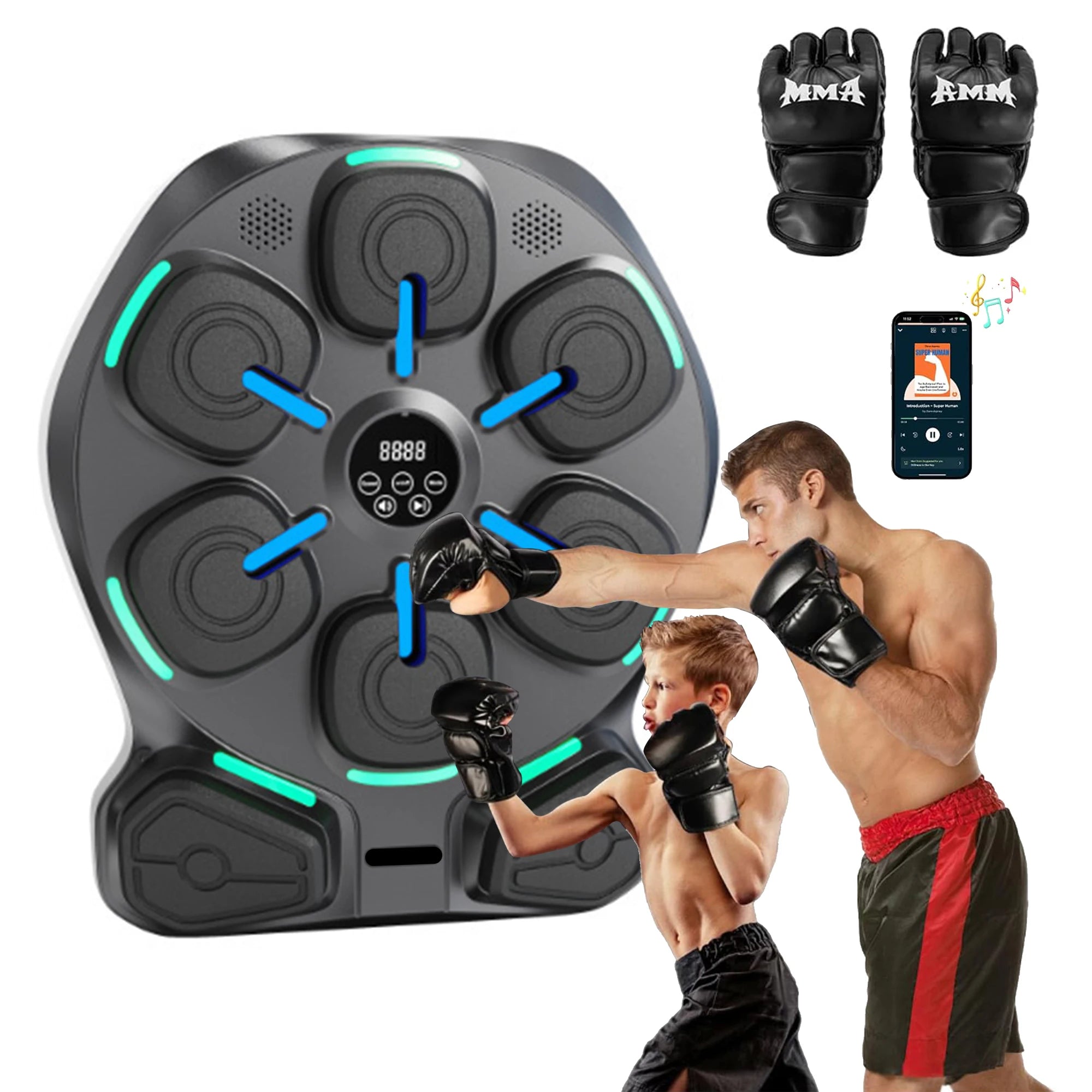 Wall Mounted Music Boxing Machine,Smart Bluetooth Boxing Machine with Boxing Gloves