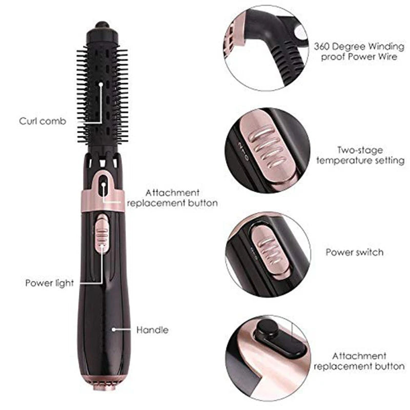4 In1 Multi-Functional Hair Care Hot Air Comb Negative Ion Curling