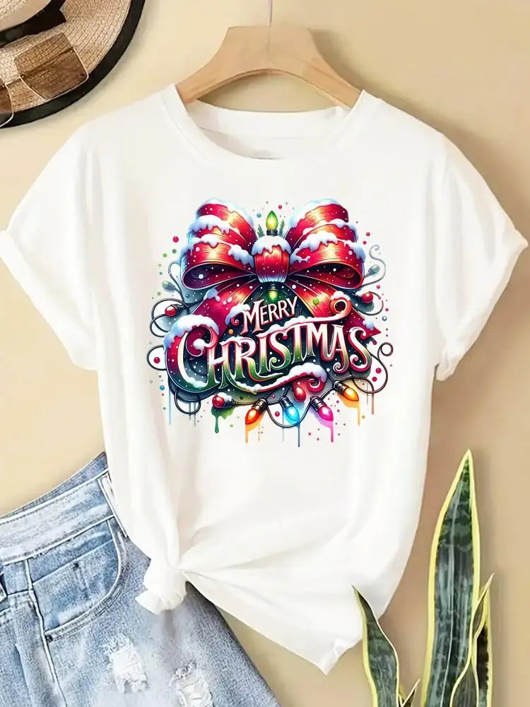 New Year Women Merry Christmas Clothes Top Tees Holiday