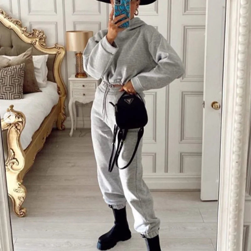 Winter Tracksuit Women Two Piece Set - Oversized Hoodie Sweatpants