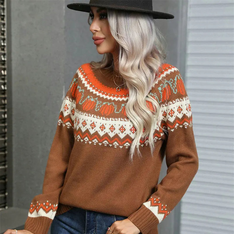 Women Casual Sweaters Christmas Knitwear Tops Female Long Sleeve